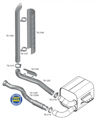 Escapamento MB Atego 1726 / 2426 - Euro 5 - Saída Vertical